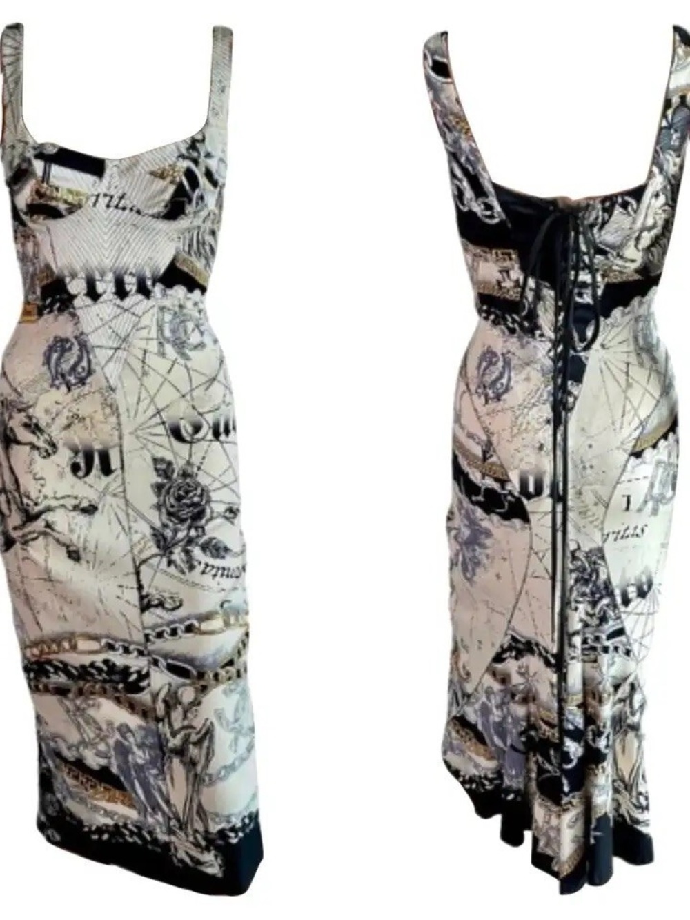 Sleeveless Printed Midi Dress in Cream and Red - Picture 11 of 13